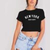 New York Never Sleep Quote Crop Top Shirt