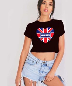 Oasis Love British Flag Logo Crop Top Shirt