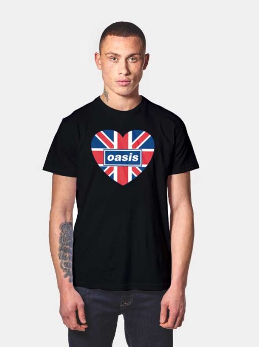 Oasis Love British Flag Logo T Shirt