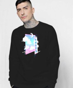 Retro Japanese Vaporwave Kawaii Moon Sweatshirt