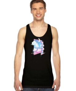 Retro Japanese Vaporwave Kawaii Moon Tank Top