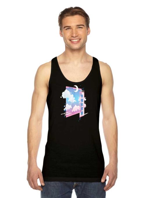 Retro Japanese Vaporwave Kawaii Moon Tank Top