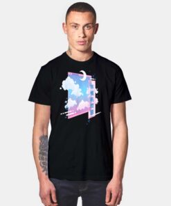 Retro Japanese Vaporwave Kawaii Moon T Shirt