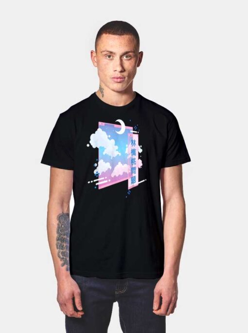 Retro Japanese Vaporwave Kawaii Moon T Shirt