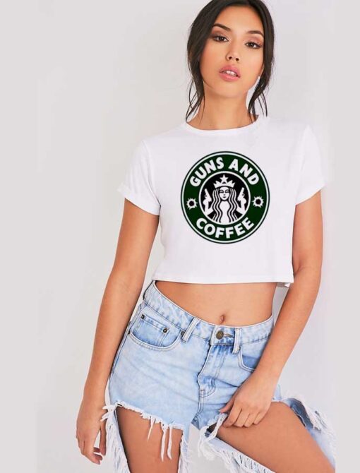 Starbucks Guns And Coffee Store Crop Top Shirt