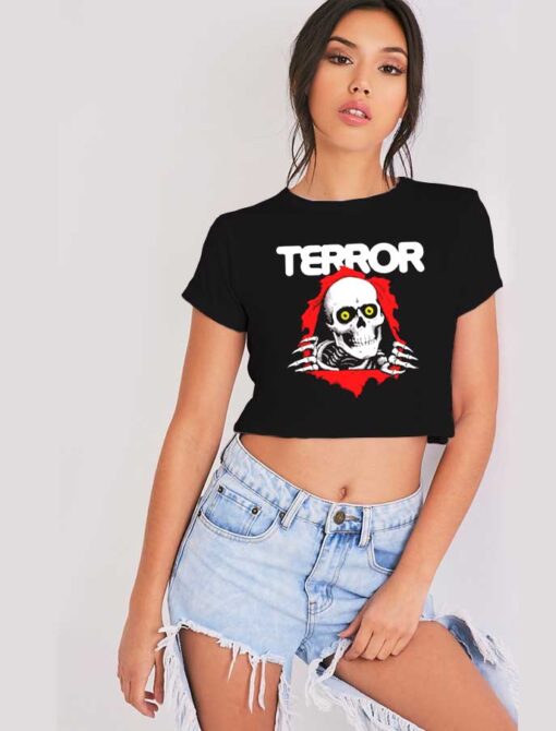 Terror Bones Skull Band Crop Top Shirt