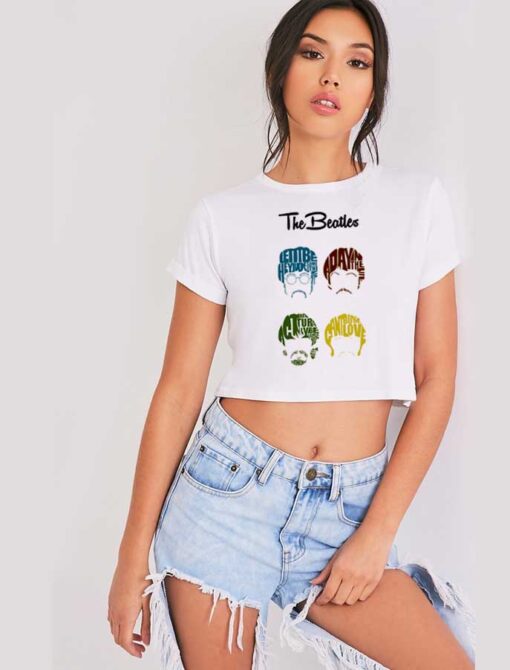 The Beatles Cartoon Head Band Crop Top Shirt