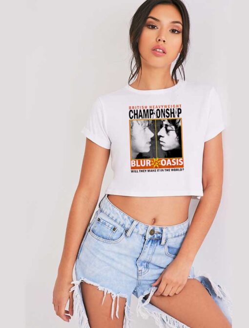 Vintage Blur Vs Oasis British Heavyweight Championship Crop Top Shirt