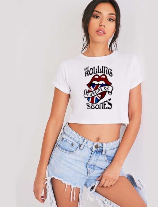 Vintage Tour Europe 82 Rolling Stones Crop Top Shirt