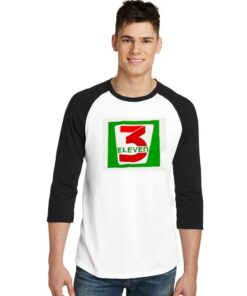 3 Eleven Logo 7 11 Inspired Parody Raglan Tee