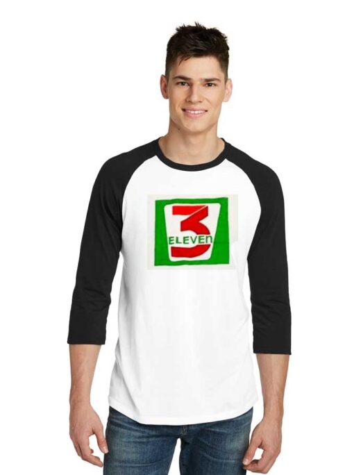 3 Eleven Logo 7 11 Inspired Parody Raglan Tee