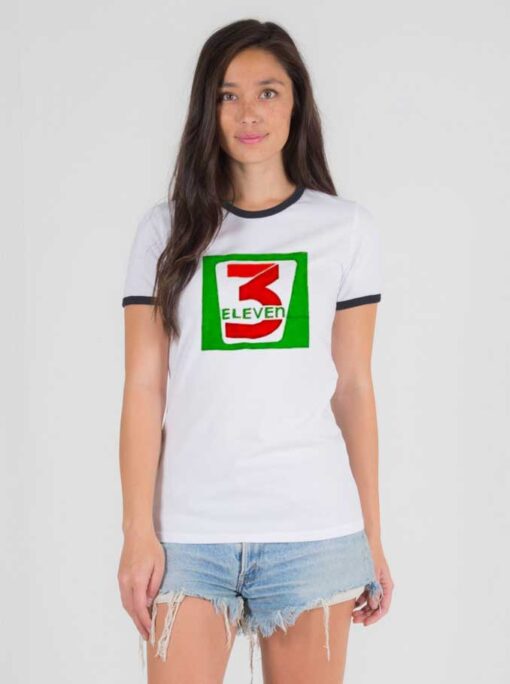 3 Eleven Logo 7 11 Inspired Parody Ringer Tee