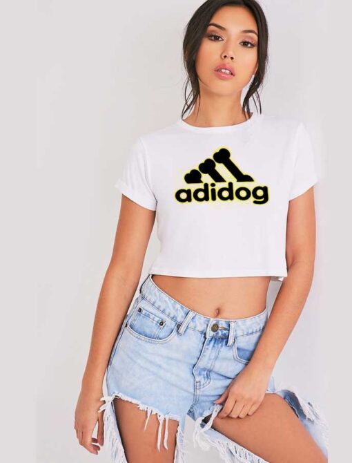 Adidog Parody Dog Bones Logo Crop Top Shirt