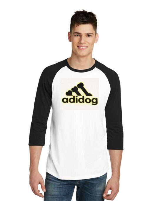 Adidog Parody Dog Bones Logo Raglan Tee