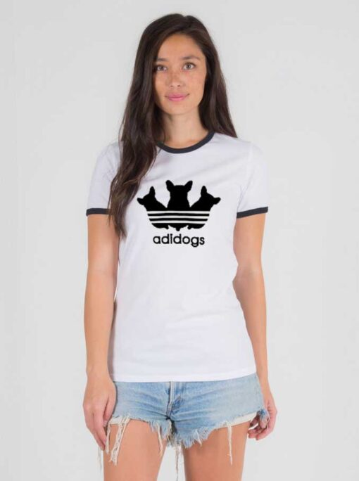 Adidogs Inspired Dog Adidas Parody Ringer Tee