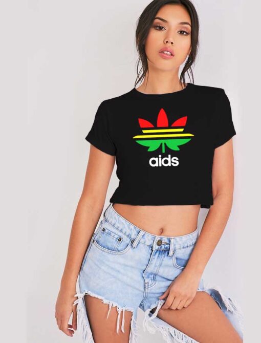 Aids Reggae Marijuana Adidas Parody Crop Top Shirt