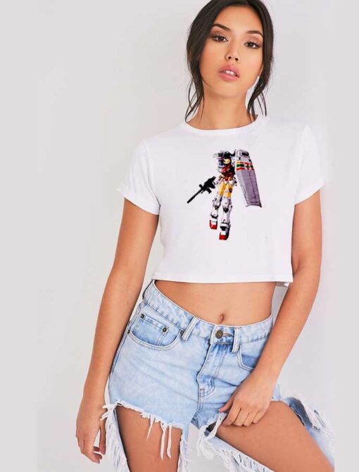 Anime Girl 7 Eleven Gundam Robot Crop Top Shirt