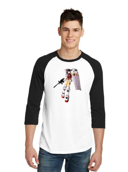 Anime Girl 7 Eleven Gundam Robot Raglan Tee