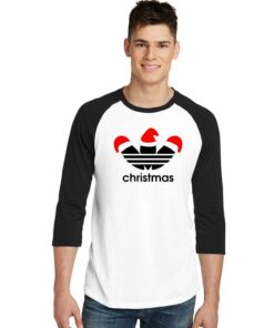 Christmas Adidas Logo With Santa Hat Raglan Tee