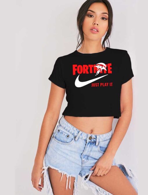 Fortnite Just Play It Nike Parody Crop Top Shirt