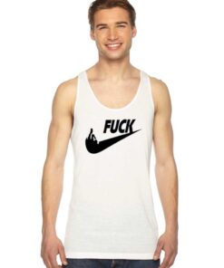 Fuck Nike Parody Middle Finger Tank Top