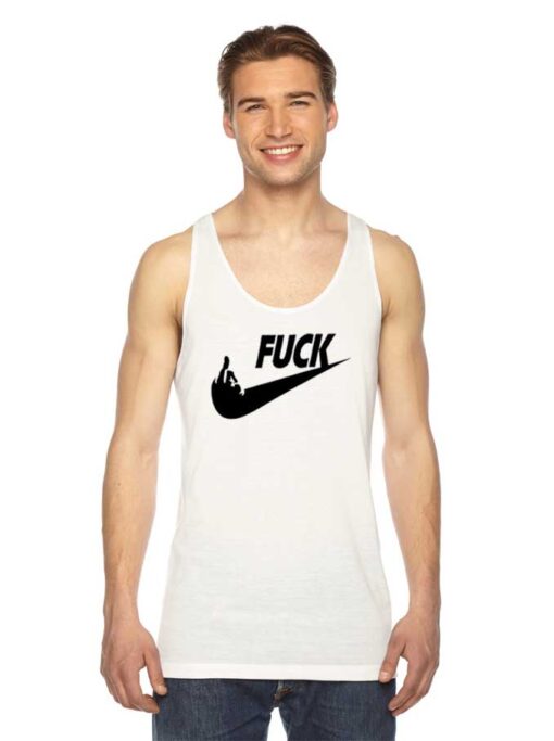 Fuck Nike Parody Middle Finger Tank Top