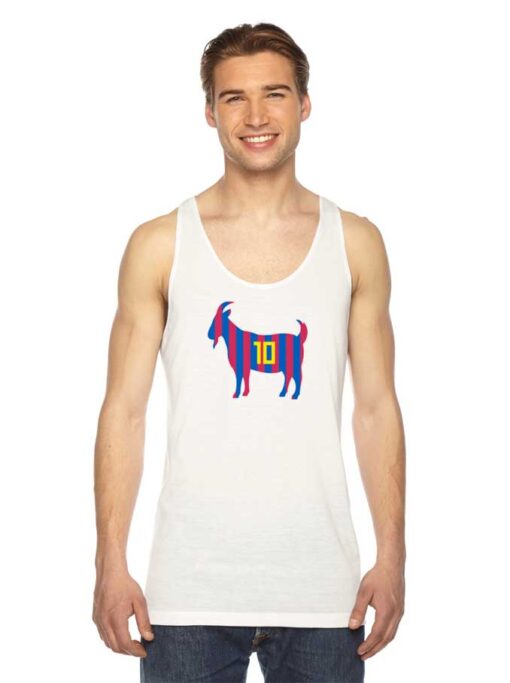 GOAT Leo Messi 10 Barca Stripes Tank Top