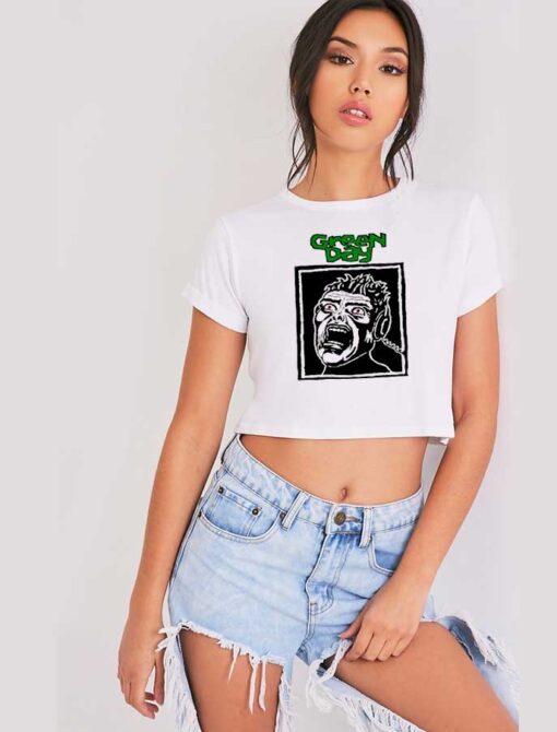 Green Day Scream Face Crop Top Shirt