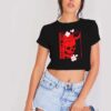 Japanese Demon Art Face Oni Crop Top Shirt