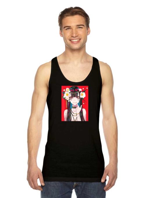 Kawaii Anime Girl Japanese Aesthetic Flower Tank Top