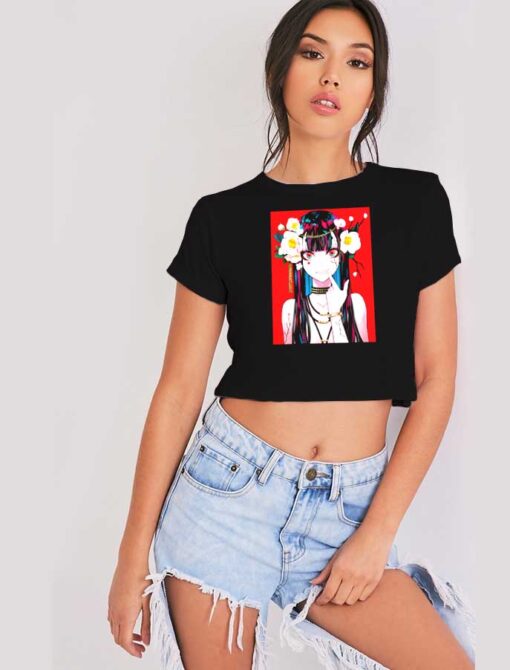 Kawaii Anime Girl Japanese Aesthetic Flower Crop Top Shirt