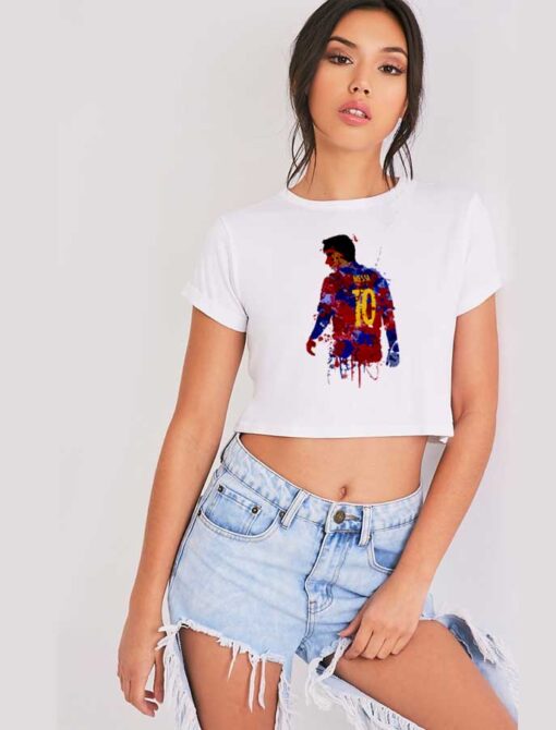 Lionel Messi 10 Watercolor Art Crop Top Shirt