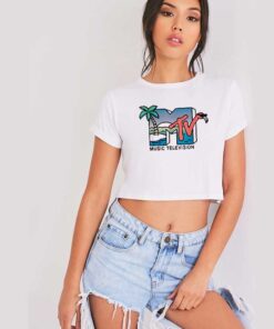 MTV Beach Island Flamingo Pink Crop Top Shirt