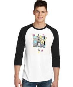 MTV Music Television Retro Design Logo Raglan Tee