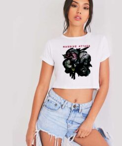 Massive Attack Collected Black Rose Crop Top Shirt