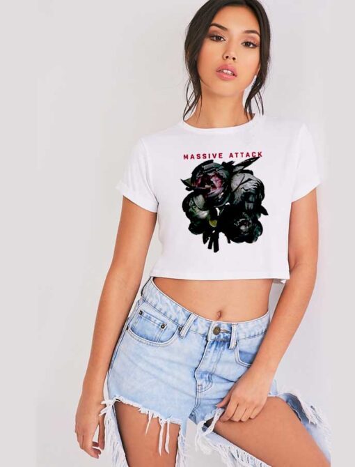 Massive Attack Collected Black Rose Crop Top Shirt