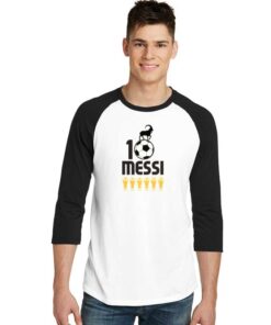 Messi 10 GOAT Six Ballon d'Or Raglan Tee