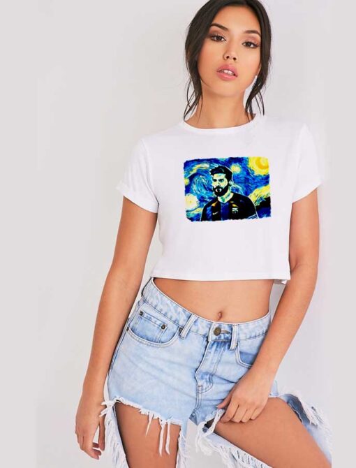 Messi Starry Night Van Gogh Style Crop Top Shirt