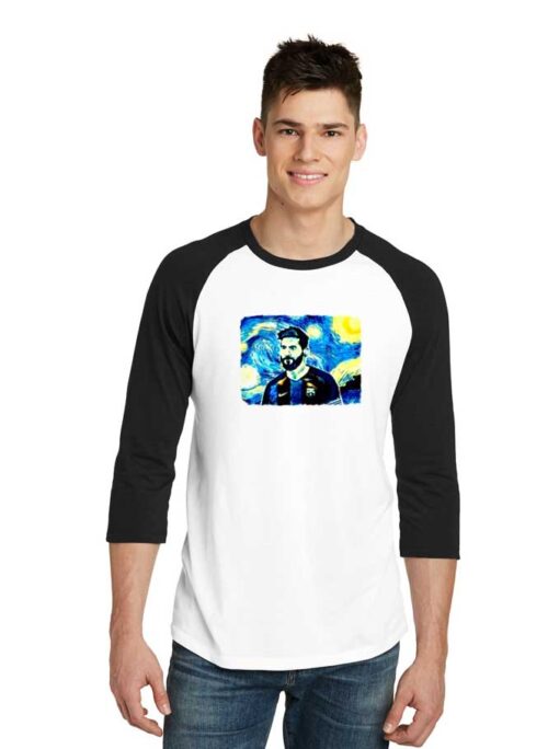 Messi Starry Night Van Gogh Style Raglan Tee