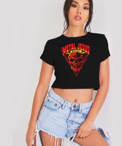 Metal Jesus Rocks Skull Band Crop Top Shirt