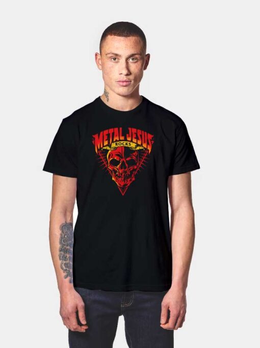 Metal Jesus Rocks Skull Band T Shirt