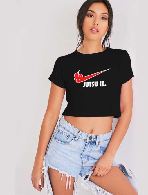 Naruto Jutsu It Akatsuki Nike Red Cloud Crop Top Shirt