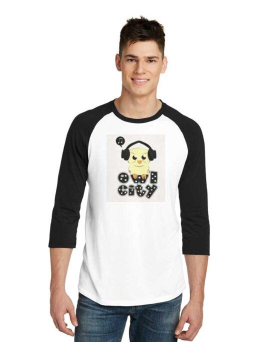 Owl City Owl Using Headphone Raglan Tee