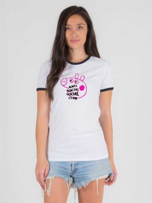 Peppa Pig Anti Social Social Club Ringer Tee