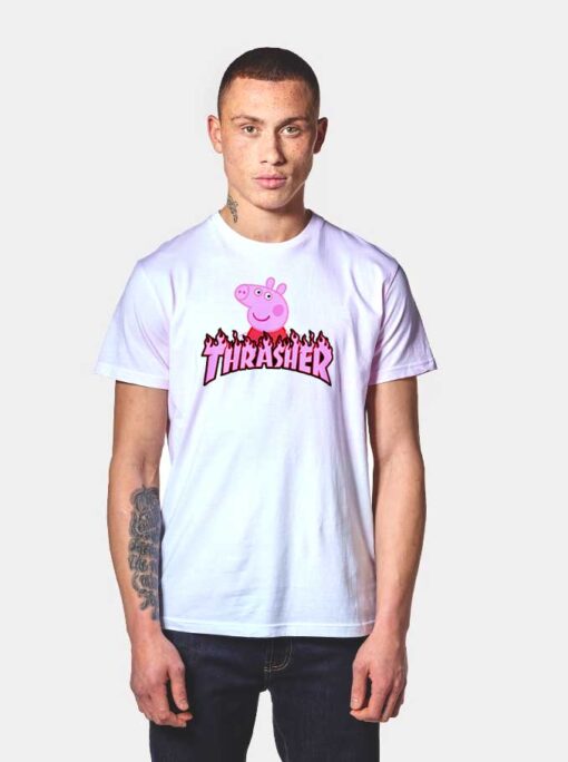 Peppa Pig Family X Thrasher Logo T Shirt