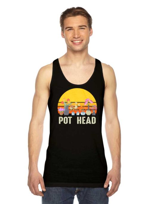 Pot Head Stone Plant Retro Sunset Tank Top