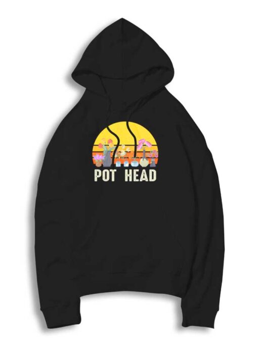 Pot Head Stone Plant Retro Sunset Hoodie