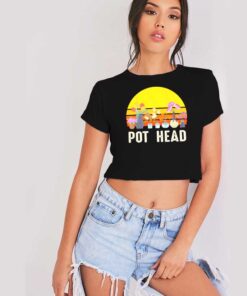 Pot Head Stone Plant Retro Sunset Crop Top Shirt