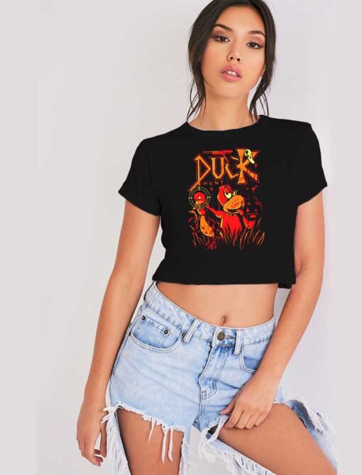 Retro Duck Hunt Pull the Trigger Crop Top Shirt