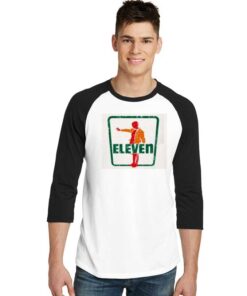 Retro Eleven Stranger Things 7 Eleven Logo Raglan Tee